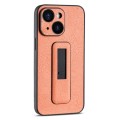 For iPhone 15 Plus PU Leather Push-pull Bracket Shockproof Phone Case(Orange)