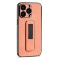 For iPhone 15 Pro PU Leather Push-pull Bracket Shockproof Phone Case(Orange)