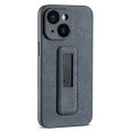 For iPhone 14 PU Leather Push-pull Bracket Shockproof Phone Case(Black)