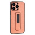 For iPhone 14 Pro Max PU Leather Push-pull Bracket Shockproof Phone Case(Orange)