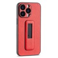 For iPhone 13 Pro Max PU Leather Push-pull Bracket Shockproof Phone Case(Red)