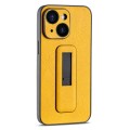 For iPhone 13 PU Leather Push-pull Bracket Shockproof Phone Case(Yellow)