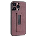 For iPhone 12 Pro Max PU Leather Push-pull Bracket Shockproof Phone Case(Wine Red)