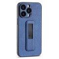 For iPhone 12 Pro Max PU Leather Push-pull Bracket Shockproof Phone Case(Blue)