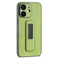 For iPhone 12 PU Leather Push-pull Bracket Shockproof Phone Case(Green)