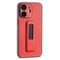 For iPhone 12 PU Leather Push-pull Bracket Shockproof Phone Case(Red)