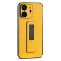 For iPhone 11 PU Leather Push-pull Bracket Shockproof Phone Case(Yellow)