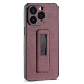 For iPhone 11 Pro Max PU Leather Push-pull Bracket Shockproof Phone Case(Wine Red)