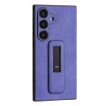 For Samsung Galaxy S24+ 5G PU Leather Push-pull Bracket Shockproof Phone Case(Purple)