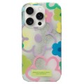 For iPhone 15 Pro Max Double Sided IMD Full Coverage TPU Phone Case(Hook Line Purple Pink Flowers)