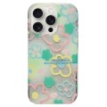 For iPhone 15 Pro Max Double Sided IMD Full Coverage TPU Phone Case(Hook Line Pink Yellow Blue Flowe