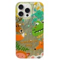 For iPhone 15 Pro Max Double Sided IMD Full Coverage TPU Phone Case(Green Dinosaur Fox Tail)