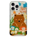 For iPhone 15 Pro Max Double Sided IMD Full Coverage TPU Phone Case(Brown Bear Smiley Face Crying Fa