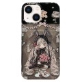 For iPhone 14 Double Sided IMD Full Coverage TPU Phone Case(Rabbit Ears Rose Cake Girl)