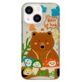 For iPhone 14 Double Sided IMD Full Coverage TPU Phone Case(Brown Bear Smiley Face Crying Face)