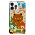 For iPhone 14 Pro Max Double Sided IMD Full Coverage TPU Phone Case(Brown Bear Smiley Face Crying Fa