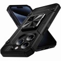 For iPhone 15 Pro Shockproof Metal Holder Phone Case(Black)