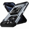 For iPhone 15 Pro Shockproof Metal Holder Phone Case(Grey)