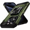 For iPhone 15 Pro Max Shockproof Metal Holder Phone Case(Olive Green)
