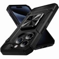 For iPhone 15 Pro Max Shockproof Metal Holder Phone Case(Black)