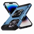 For iPhone 14 Pro Shockproof Metal Holder Phone Case(Navy Blue)