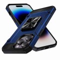 For iPhone 14 Pro Shockproof Metal Holder Phone Case(Blue)