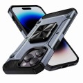 For iPhone 14 Pro Max Shockproof Metal Holder Phone Case(Grey)