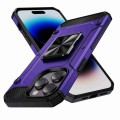For iPhone 14 Pro Max Shockproof Metal Holder Phone Case(Purple)