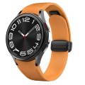 For Samsung Galaxy Watch 6 Magnetic Black Buckle Leather Silicone Watch Band(Light Brown)