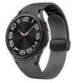 For Samsung Galaxy Watch 6 Magnetic Black Buckle Leather Silicone Watch Band(Space Grey)
