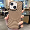 For iPhone 14 Plus MagSafe Magnetic Ring Texture TPU Phone Case(Khaki)