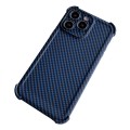 For iPhone 11 Pro Carbon Fiber Four Corners Shockproof TPU Phone Case(Dark Blue)
