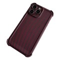 For iPhone 11 Pro Max Carbon Fiber Four Corners Shockproof TPU Phone Case(Wine Red)