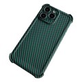 For iPhone 11 Pro Max Carbon Fiber Four Corners Shockproof TPU Phone Case(Dark Green)