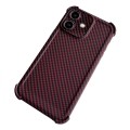 For iPhone 12 Carbon Fiber Four Corners Shockproof TPU Phone Case(Wine Red)
