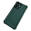 For iPhone 12 Carbon Fiber Four Corners Shockproof TPU Phone Case(Dark Green)