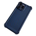 For iPhone 12 Pro Carbon Fiber Four Corners Shockproof TPU Phone Case(Dark Blue)