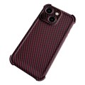 For iPhone 13 Carbon Fiber Four Corners Shockproof TPU Phone Case(Wine Red)