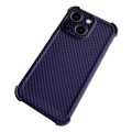For iPhone 14 Carbon Fiber Four Corners Shockproof TPU Phone Case(Purple)