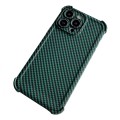 For iPhone 15 Pro Carbon Fiber Four Corners Shockproof TPU Phone Case(Dark Green)