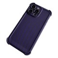 For iPhone 15 Pro Carbon Fiber Four Corners Shockproof TPU Phone Case(Purple)