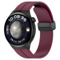 18mm Groove Folding Black Buckle Silicone Watch Band(Wine Red)