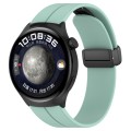 18mm Groove Folding Black Buckle Silicone Watch Band(Teal)