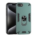 For iPhone SE 2022 / SE 2020 Shockproof Metal Ring Holder Phone Case(Green)