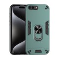 For iPhone 8 Plus / 7 Plus Shockproof Metal Ring Holder Phone Case(Green)