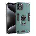 For iPhone 11 Pro Max Shockproof Metal Ring Holder Phone Case(Green)