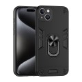 For iPhone 14 Shockproof Metal Ring Holder Phone Case(Black)