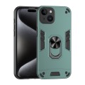 For iPhone 14 Shockproof Metal Ring Holder Phone Case(Green)