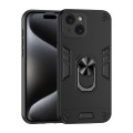For iPhone 15 Plus Shockproof Metal Ring Holder Phone Case(Black)