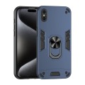 For iPhone XS Max Shockproof Metal Ring Holder Phone Case(Blue)